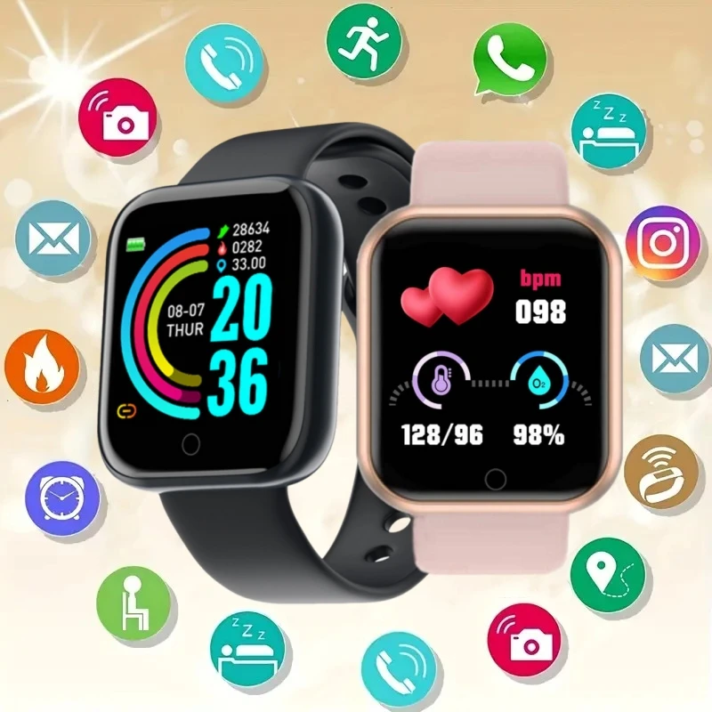 กำไลข้อมือผู้หญิง smartwatch olahraga เชื่อมต่อสมาร์ทวอชสำหรับผู้ชายเครื่องเล่นเพลงสำหรับออกกำลังกายติดตามการนอนหลับ Y68นาฬิกาปลุก D20