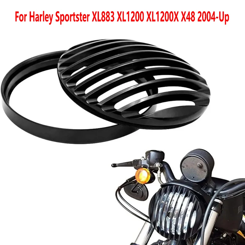 

3/4" 5.75 Inch Motorcycle LED Headlight Grill Cover Protector For Harley Sportster XL883 XL1200 XL1200X X48 2004-Up