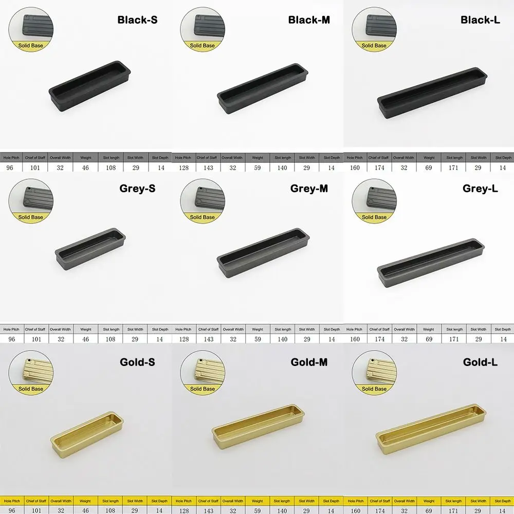 Aluminum Alloy Built-in Cabinet Door Handle Multifunctional Hidden Embedded Embedded Handle Gold Black Grey Built-in Design