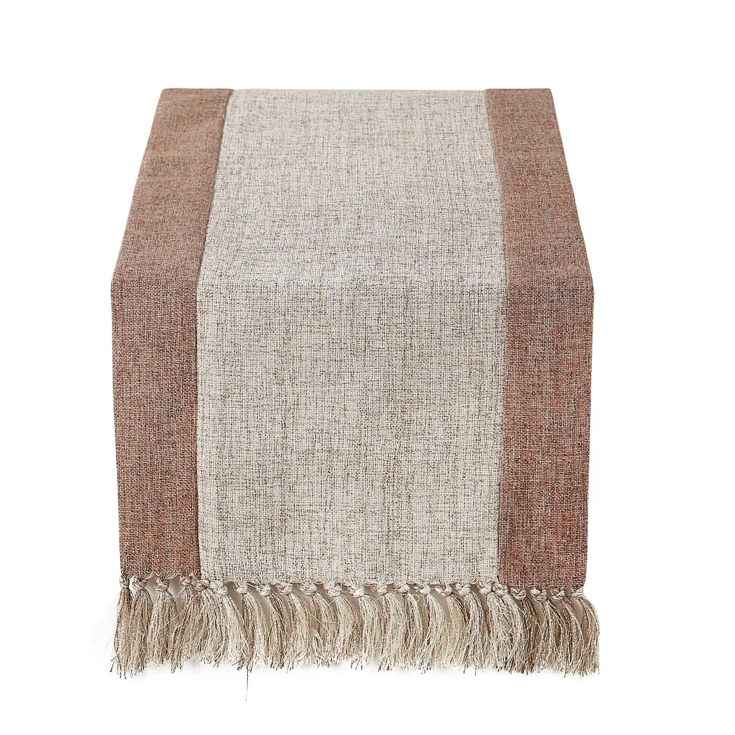 

Farmhouse Style Linen Table Runner with Handmade Fringed, Rustic Burlap, Wide Table Runners for Dining Room, Dresser Decor