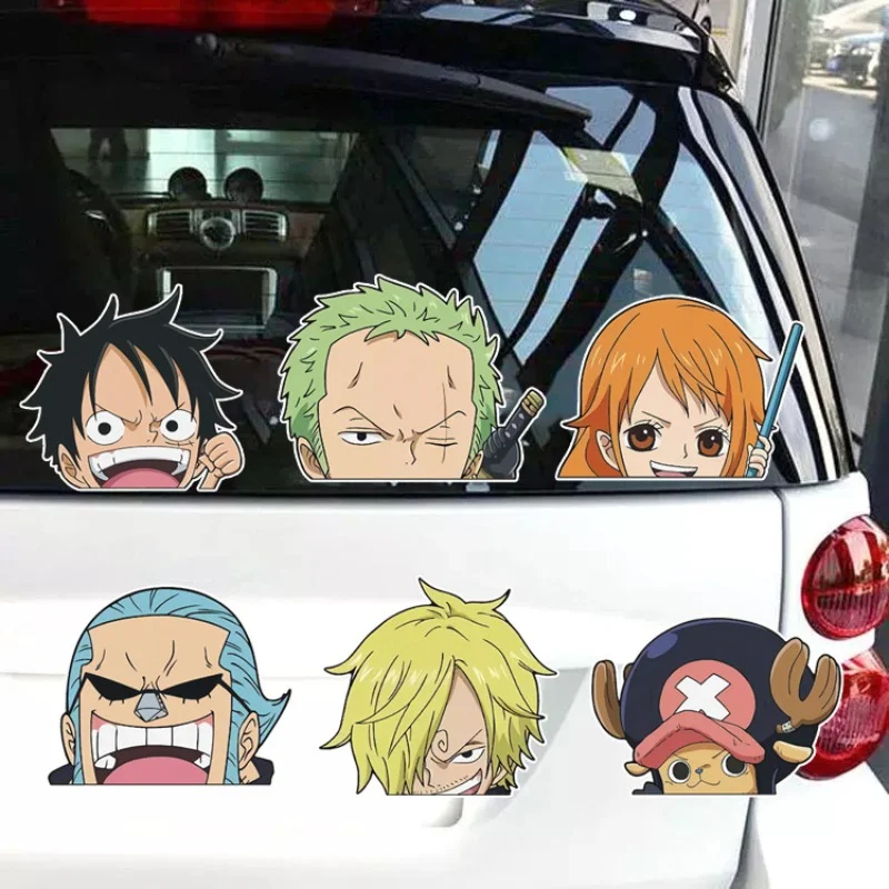 ONE PIECE Anime Monkey D Luffy Car Sticker Scratch Cover Roronoa Zoro Sanji Decorative Sticker Children\'s Toy Birthday Gift