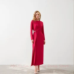 Handmade فستانسهرة Button O-Neck Crepe Long-Sleeves Ankle-Length Saudi Arabia Sexy Evening Birthday Club Outfits Summer 2024