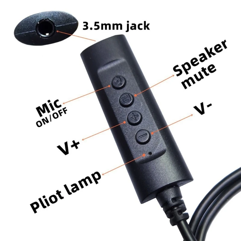 3.5mm to USB External Sound Card with Volumes Control/Mics/Speaker On OffButton Automatically Detect Sound Card