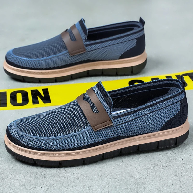 

Fashion Men Casual Shoes Breathable Knitted Running Shoes for Men Outdoor Non-Slip Walking Shoes Comfortable Soft Sole Sneakers