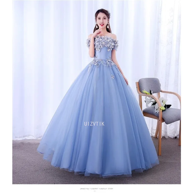 Sukienki Quinceanera Damskie Nowe Sukienki na Bal Maturalny Krótki Rękaw Odkryte Ramiona Suknia Balowa Słodki Kwiatowy Wzór Vestidos Debutantes Szyte na Miarę