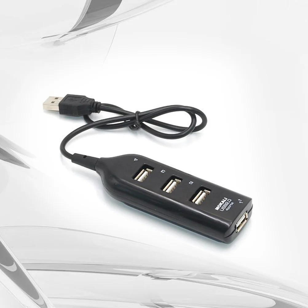 4 منافذ USB 2.0 Hub محمول لنقل البيانات، توسيع عالي السرعة لأجهزة الكمبيوتر المحمول والكمبيوتر اللوحي ومحول USB باللون الأسود #5