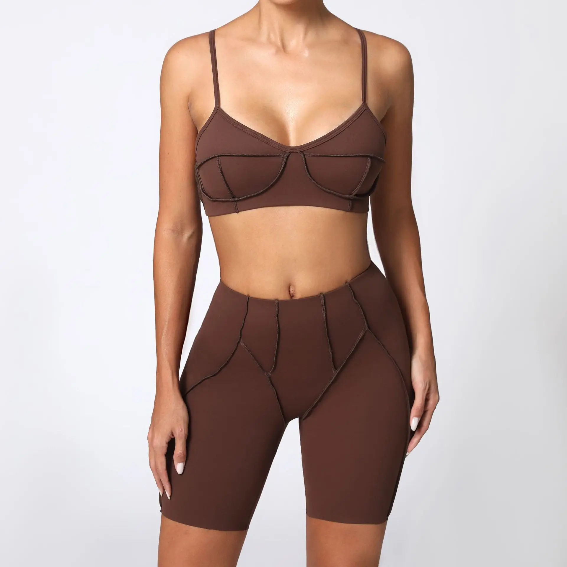 

Seamless Yoga Sets Sports Fitness High Waist Hip-lifting Shapeing Trousers Backless Bra Suit Workout Gym Leggings Sets for Women