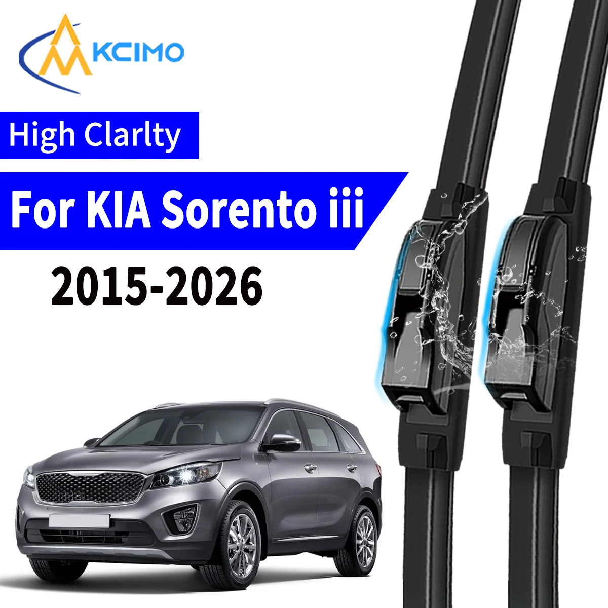 

2pcs Car Wiper For KIA Sorento iii suv 2015-2026 Front Windscreen Wiper Blade Silent Soft Rubber