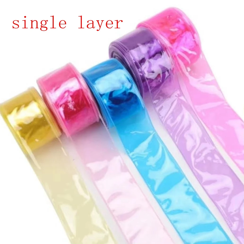 38mm 75mm Multicolor Transparent PVC Jelly Ribbon 25 Yards/Roll 15 Colors for DIY Bows Gift Wrapping Sewing Craft Hair Accessori