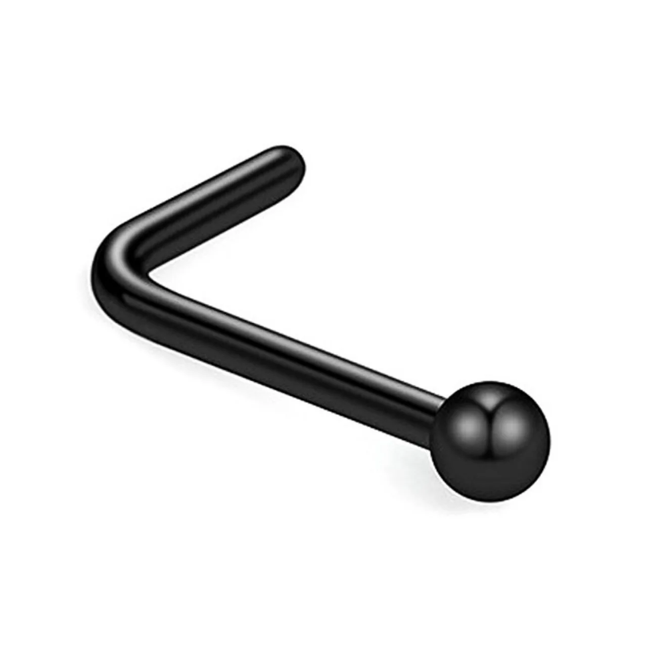 1Pcs Titanium Steel Ball Nose Piercing 20G Bar Black Gold Color L Nose Studs Ring Nostril Nariz Earring Body Jewelry Man Women