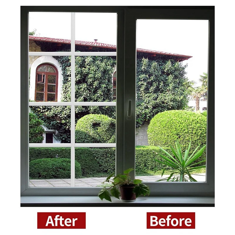 B08B-5 Rolls Total Window Grille Inserts Grid Kit Self Adhesive Peel And Stick Trim Simulated DIY Window Decorative