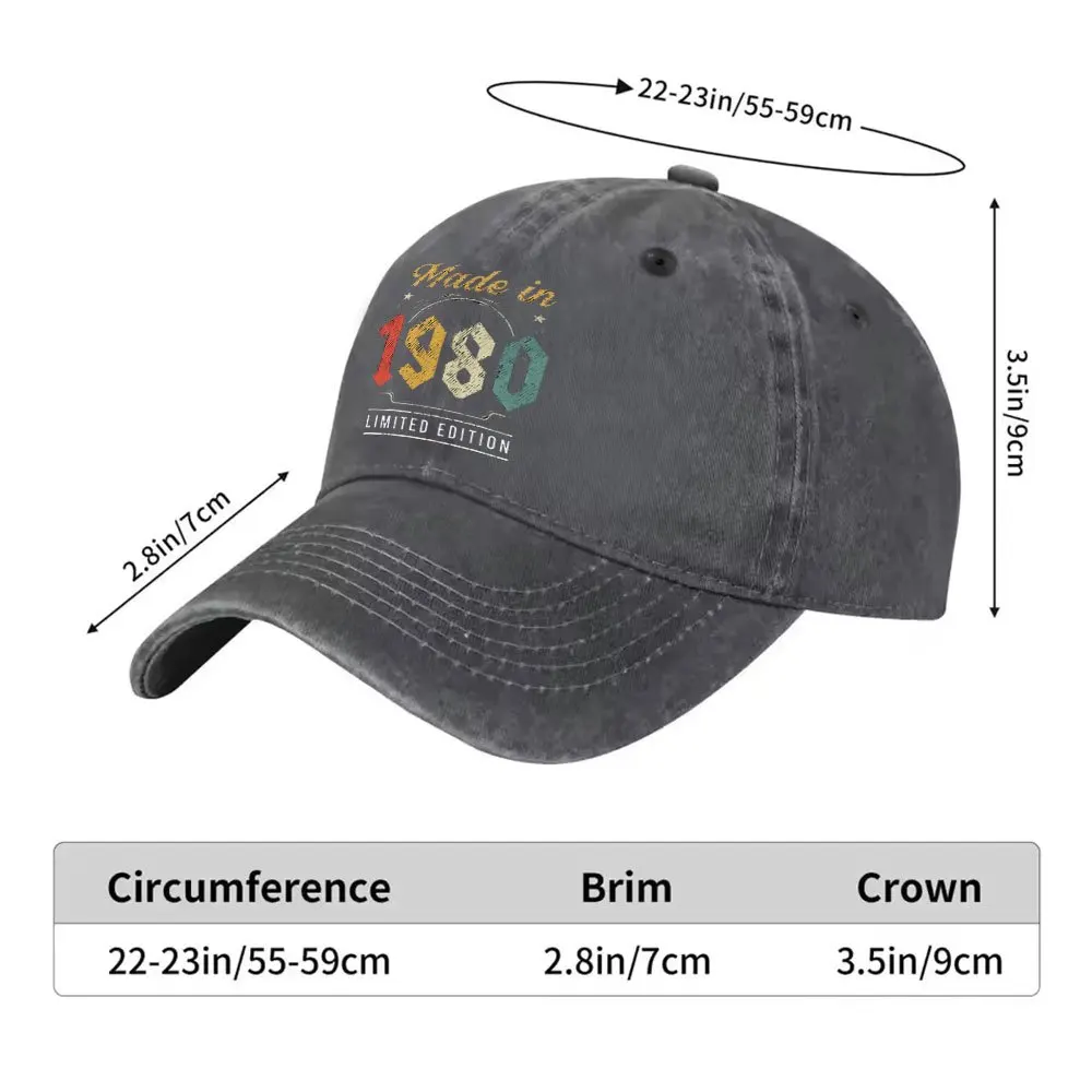 1pc Casual Fashion 1980 Limited Edition Printed Washed Baseball Cap Premium Versatile Outdoor Accessory Unisex Duckbill Hat Suit