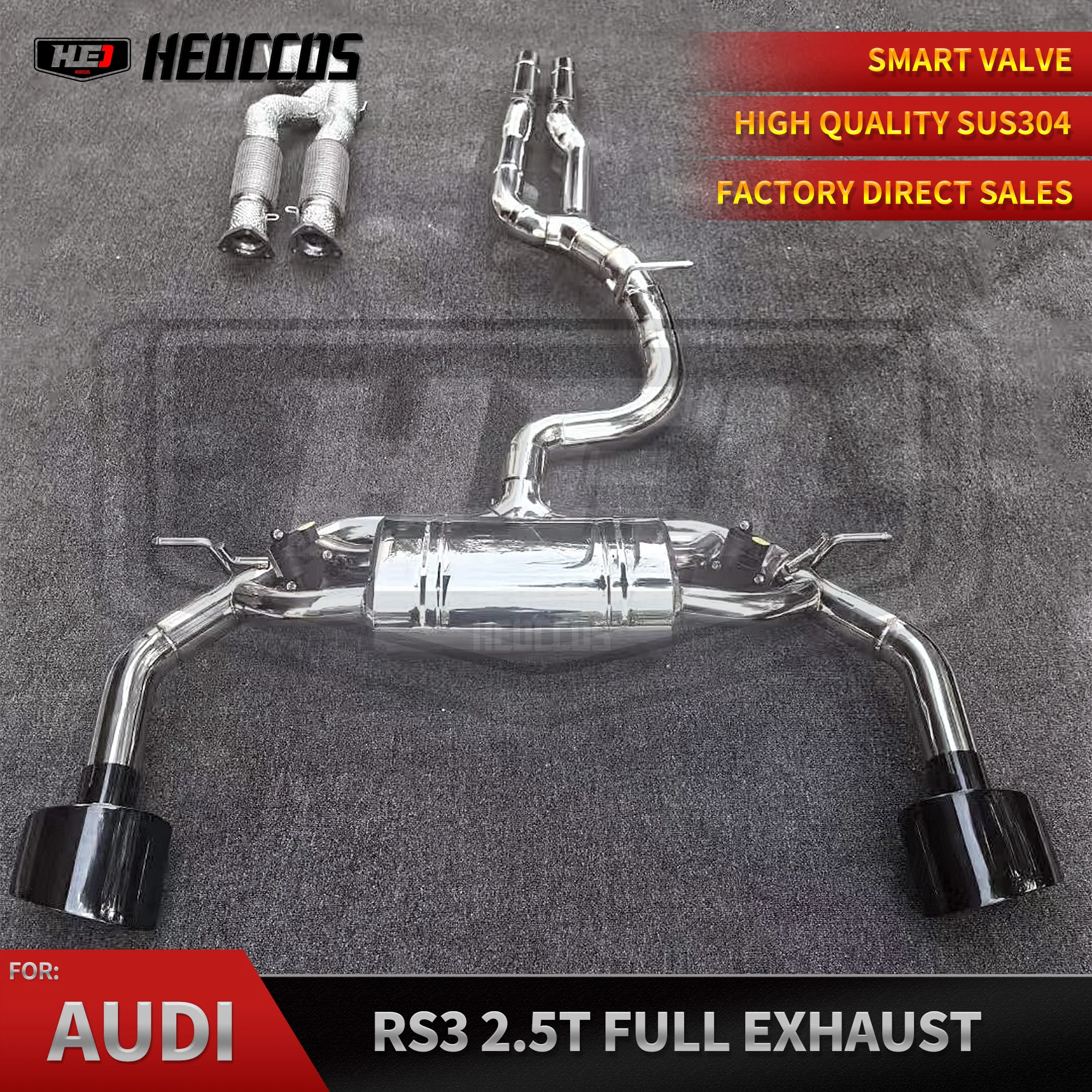 

HEO Stainless steel304 Exhaust Catback For Audi Rs3 8V Ttrs 2.5t Modification Electronic Valve Muffler Pipes Exhaust System