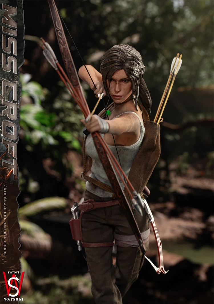 In Stock SWTOYS FS061 Lara Croft Movability Model Toys Collect 1/6 Tomb Raider Game Role Miss Croft Soft Rubber Body 