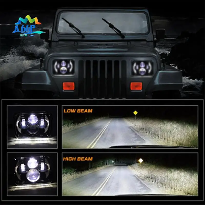 

A66P-1PCS H6054 7X6inch 5X7 Inch LED Projector Headlight Square Sealed For Plym Dodge GMC Jeep Cherokee Wrangler XJ YJ