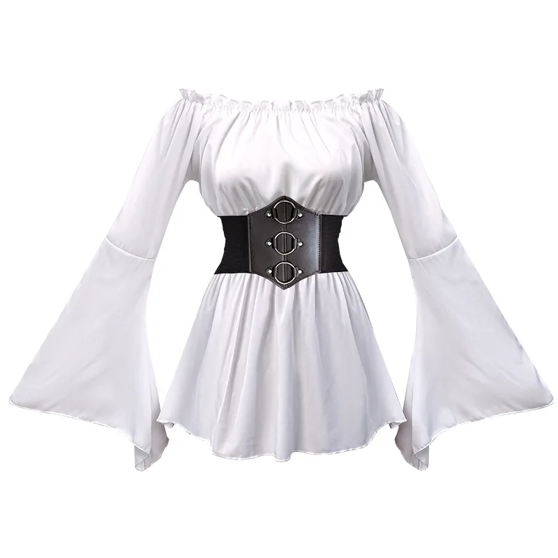 Summer women's retro medieval large skirt with red and white checkered irregular half skirt, long skirt, top, waist cinching set