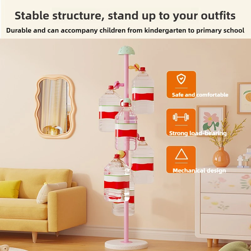 Space-Saving Kids Clothes Rack Corner-Optimized Floor Coat Stand Bedroom Organizer with Sturdy Base