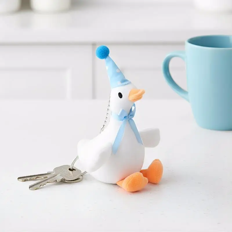 

20CM Cute Fluffy Big White Goose Pendant Plush Key Chain Bag Car Hanging Gift