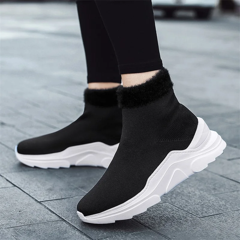 Women Socks Shoes Summer Winter Boots Flat Bottomed Shoes Knitted Breathable Stockings Shoes Women\'s Thick Bottomed Boots