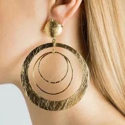 Vintage Metal Gold Color Round Earrings Originality Ethnic Geometric Hollow Dangle Earrings for Women Jewelry