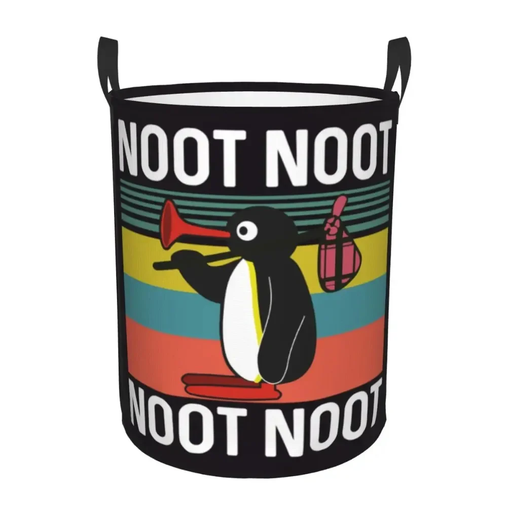 

Cute Pingu Noot Noot Laundry Basket Foldable Cartoon Penguin Clothes Hamper for Baby Kids Toys Storage Bag