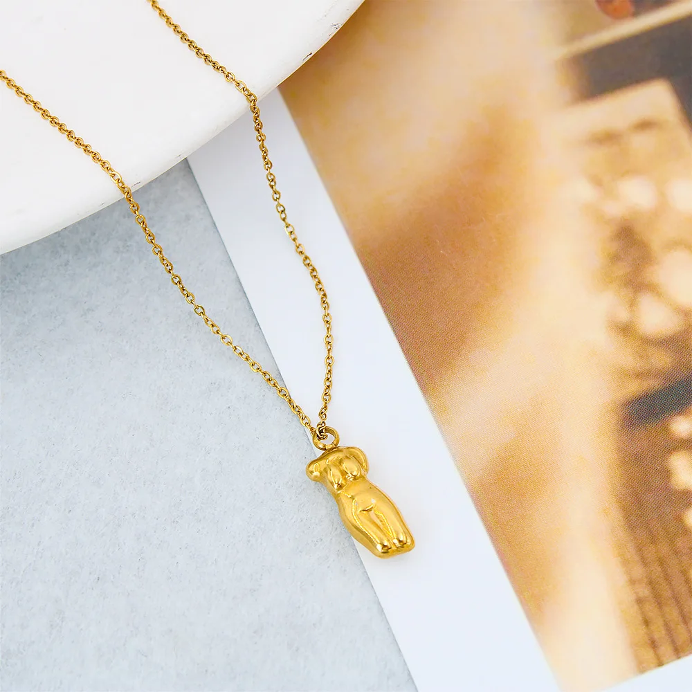 DIY accessories European and American portrait short design sense retro Canadian short abstract female body pendant necklace YS8