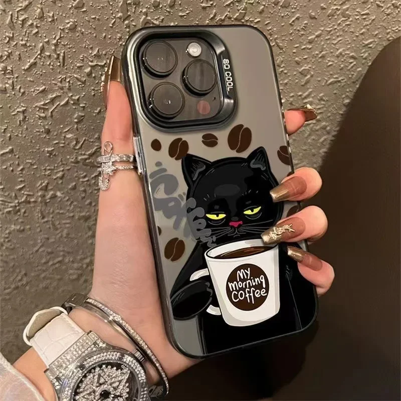 

Cartoon Drinking Coffee Cat Mobile Phone Case is for iPhone 15Promax 14Pro 11Pro 12Pro 13Mini Xr Xs Series Mobile Phone Cases