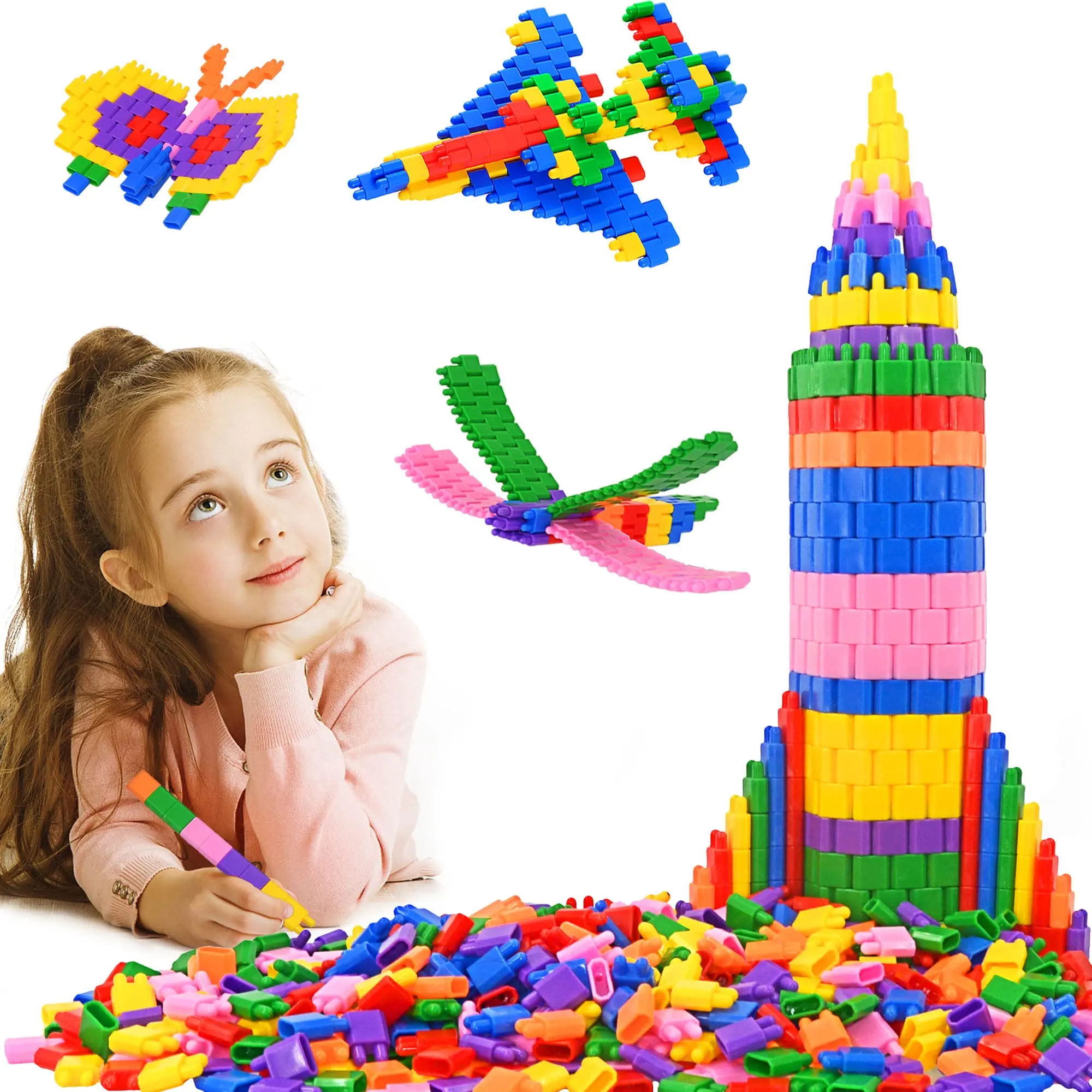 

Rocket Bullet Head Building Blocks Children's Toy 3-6 Kindergarten Early Education Plastic Snap Together Educational Toys