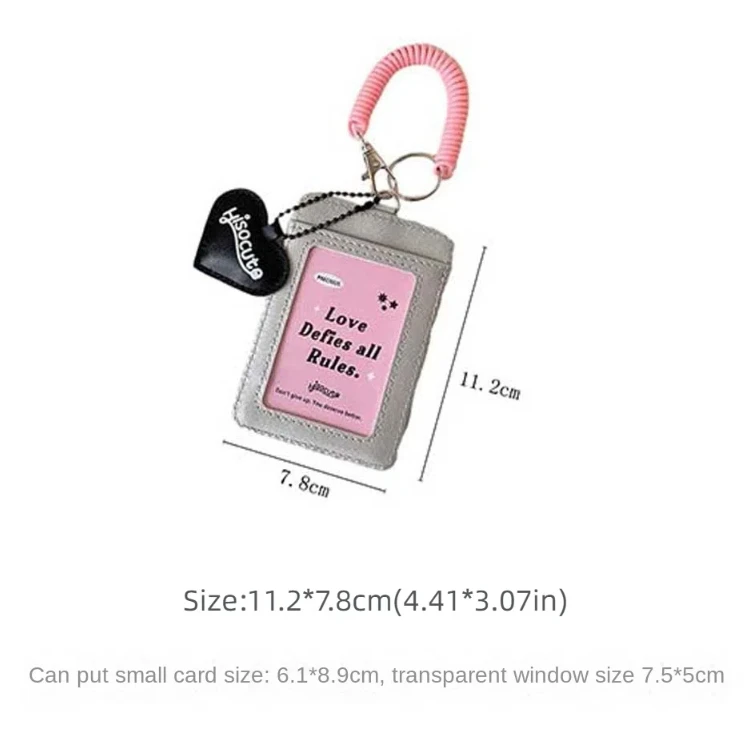 With Keychain Korean Style Card Holder Card Case Love Heart Pendant Student Card Cover Bungee Cord Candy Color ID Card Holders