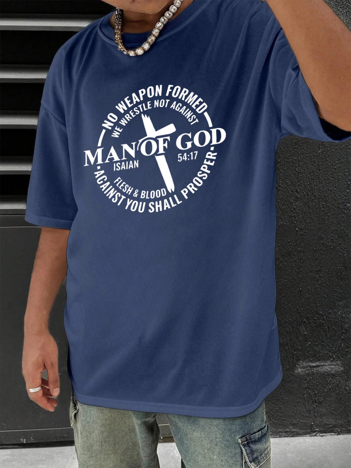 

T Shirt For Man 100% Cotton Summer Man of God Christian faith Print Casual Slim Fit Round Neck Short Sleeved T-shirt Top