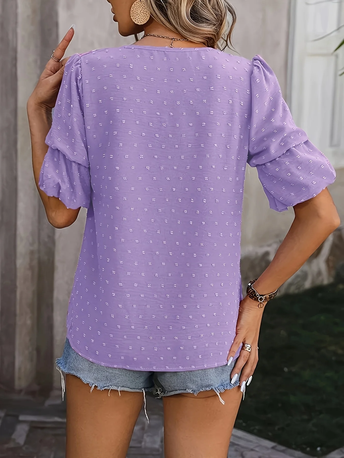 Camisa morada de talla grande para mujer, camisa elegante elegante de verano, camisa informal a la moda para mujer, camisa de talla grande para mujer, elegante de verano