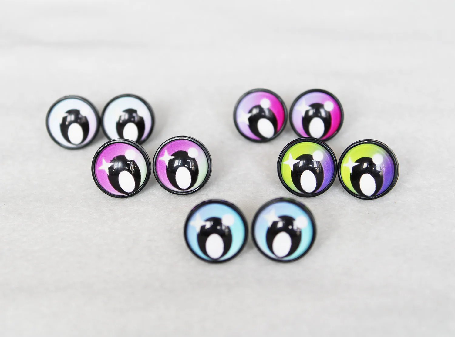 

new design 20pcs 14mm 17mm 22mm mix style glass safety cartoon toy eyes with washer for doll Crochet wool doll new