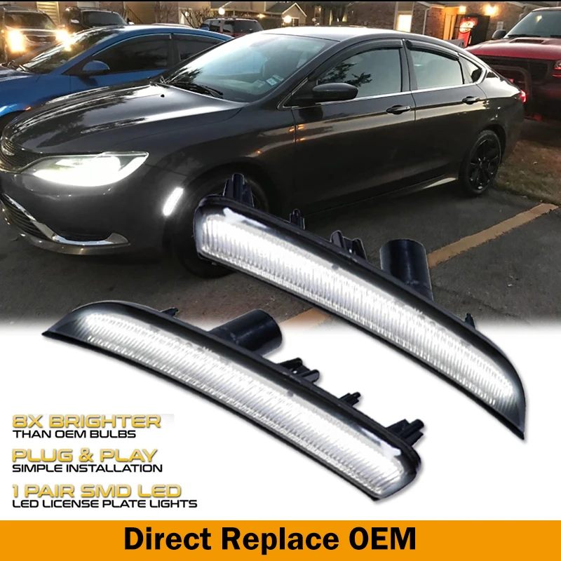 2Pcs Smoked Amber LED Front Side Marker Light For Chrysler 200 2015 2016 2017 Car Accessories Car Products Led Lights US version