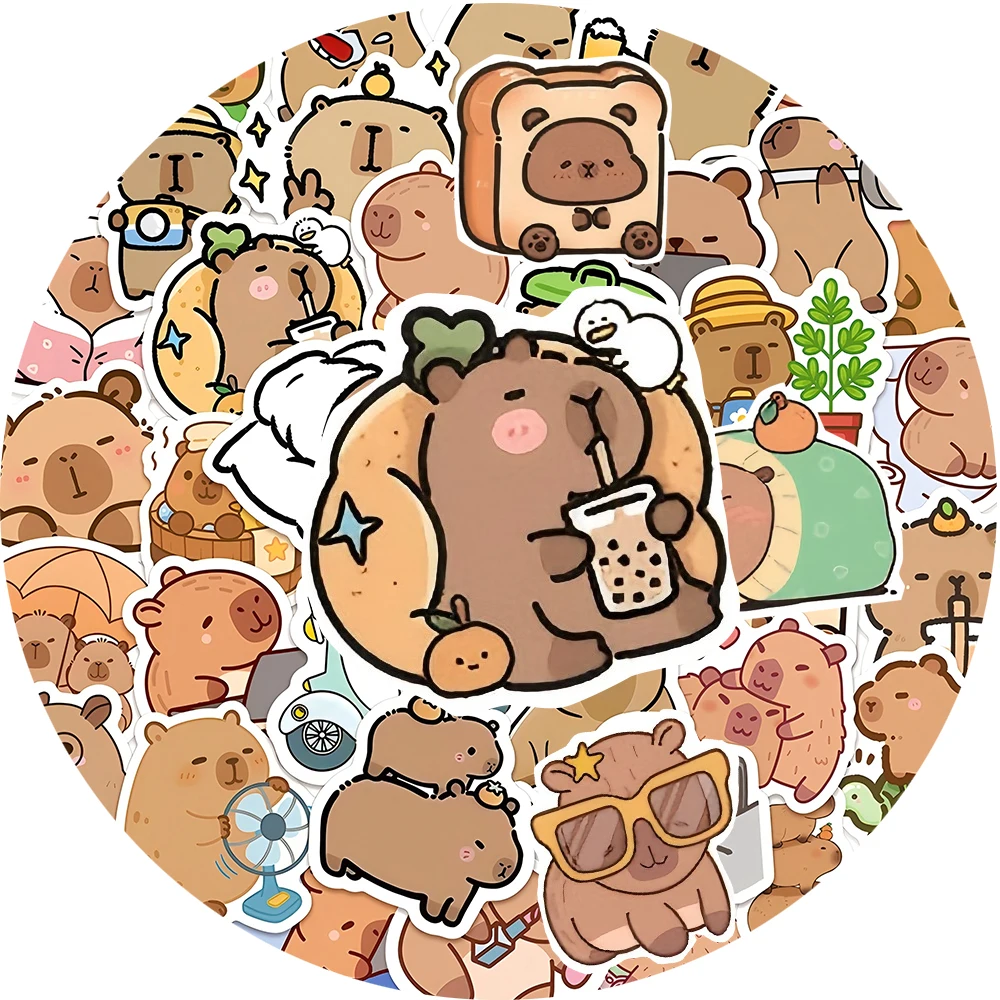 10/30/50pcs Animale Sveglio Capibara Adesivi Kawaii Del Fumetto Decalcomanie Per Bambini Giocattoli Cassa Del Telefono Del Computer Portatile Frigo Scrapbook Decorazione adesivo