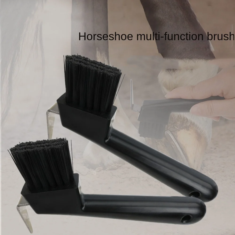 Plastic Horse Hoof Pick Brush Black Anti-Slip Grip Hoof Pick with Brush Hoof Care Durable Horses Hoof Groove Cleaner Donkey