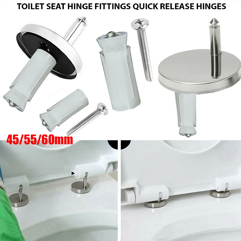 Home Toilet Seat Hinge Old Toilet Quick Release Replacement Sliver Soft Stainless Steel 2x Standard Black Top Close Fitting