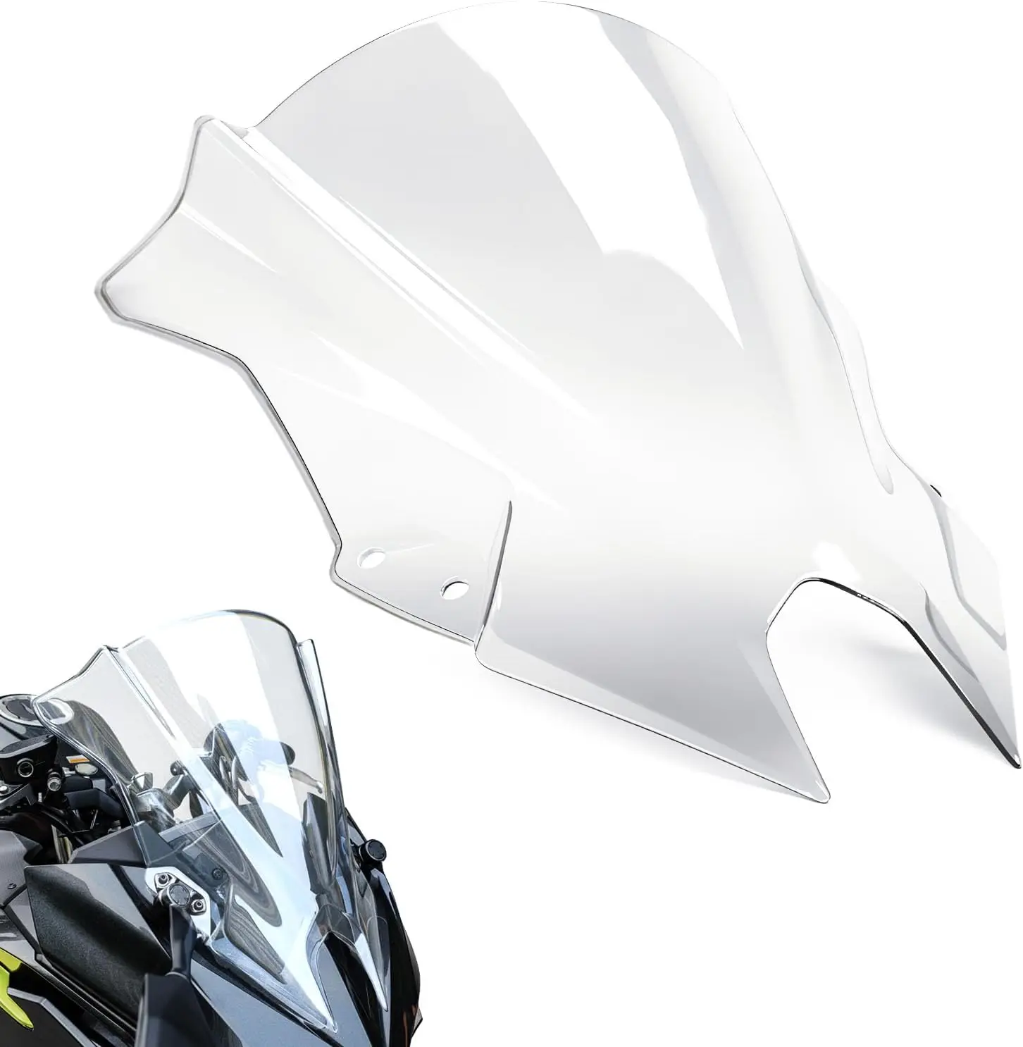 

Дефлектор лобового стекла мотоцикла, подходит для Ninja 500 2024 2025 2026, двойной пузырь Ninja 500, ветрозащитный экран, козырек Flys