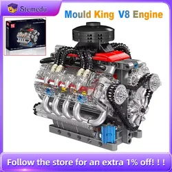 Mould King V8 Engine 10171 LSX454 Motorized Simulation Model Electrically Drive Building Blocks Technical Car Parts Toys Gift