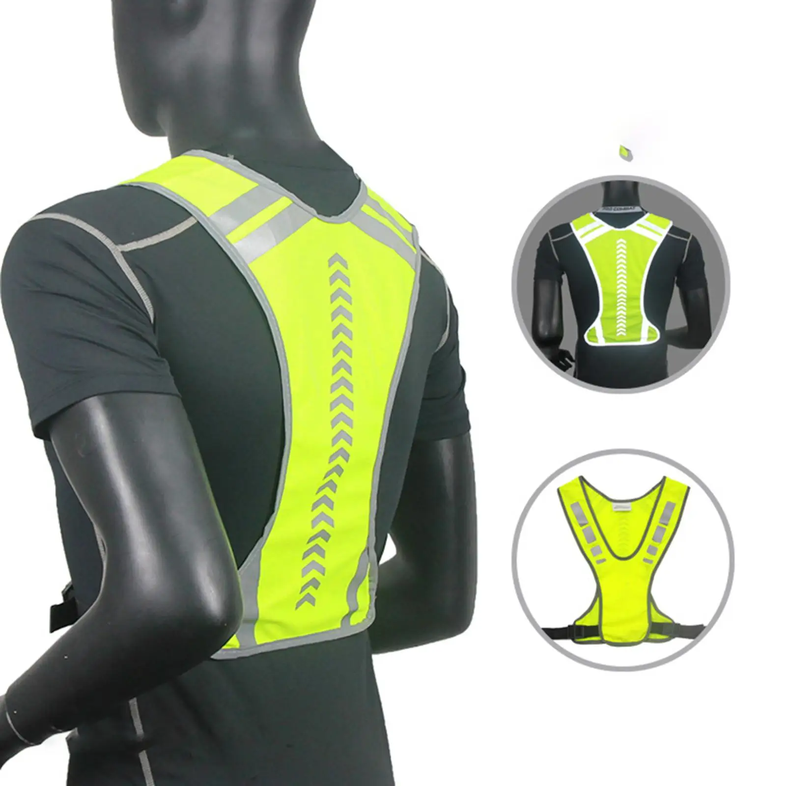 Reflective Vest Adjustable Sleeveless Garment for Cycling Runner Unisex