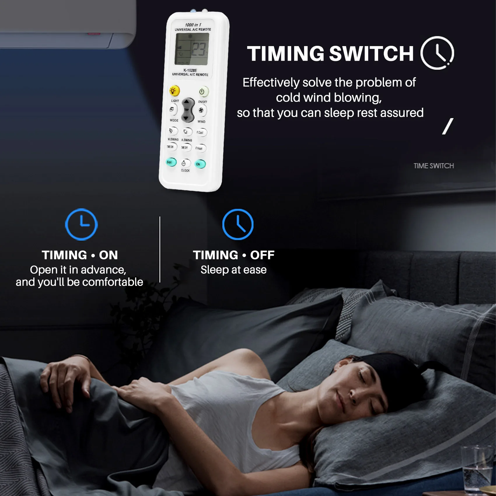 Mando A distancia Universal 1000 en 1 LCD, K-1028E de bajo consumo de energía, aire acondicionado A/C