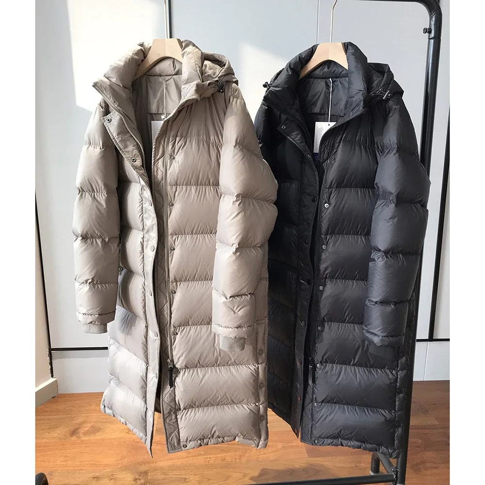 

Fluffy White Goose Down Thickened Bread Jacket Women 2024 Winter Windproof And Waterproof Warm Long Loose Hooded Down Jackets