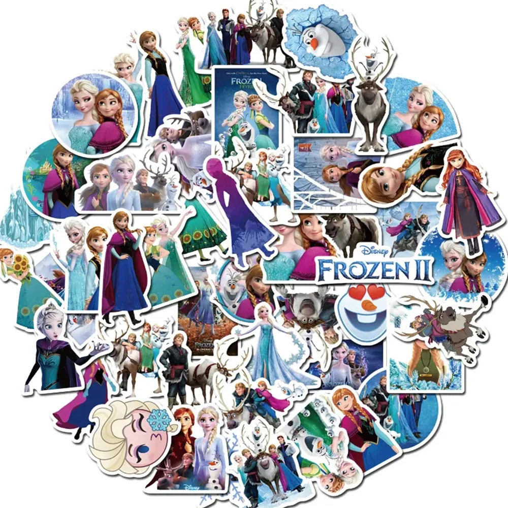 10/30/50pcs Disney Frozen Anime Stickers Kawaii Princess Elsa Decal for Kid DIY Notebook Bike Car Aesthetic Graffiti Sticker Toy