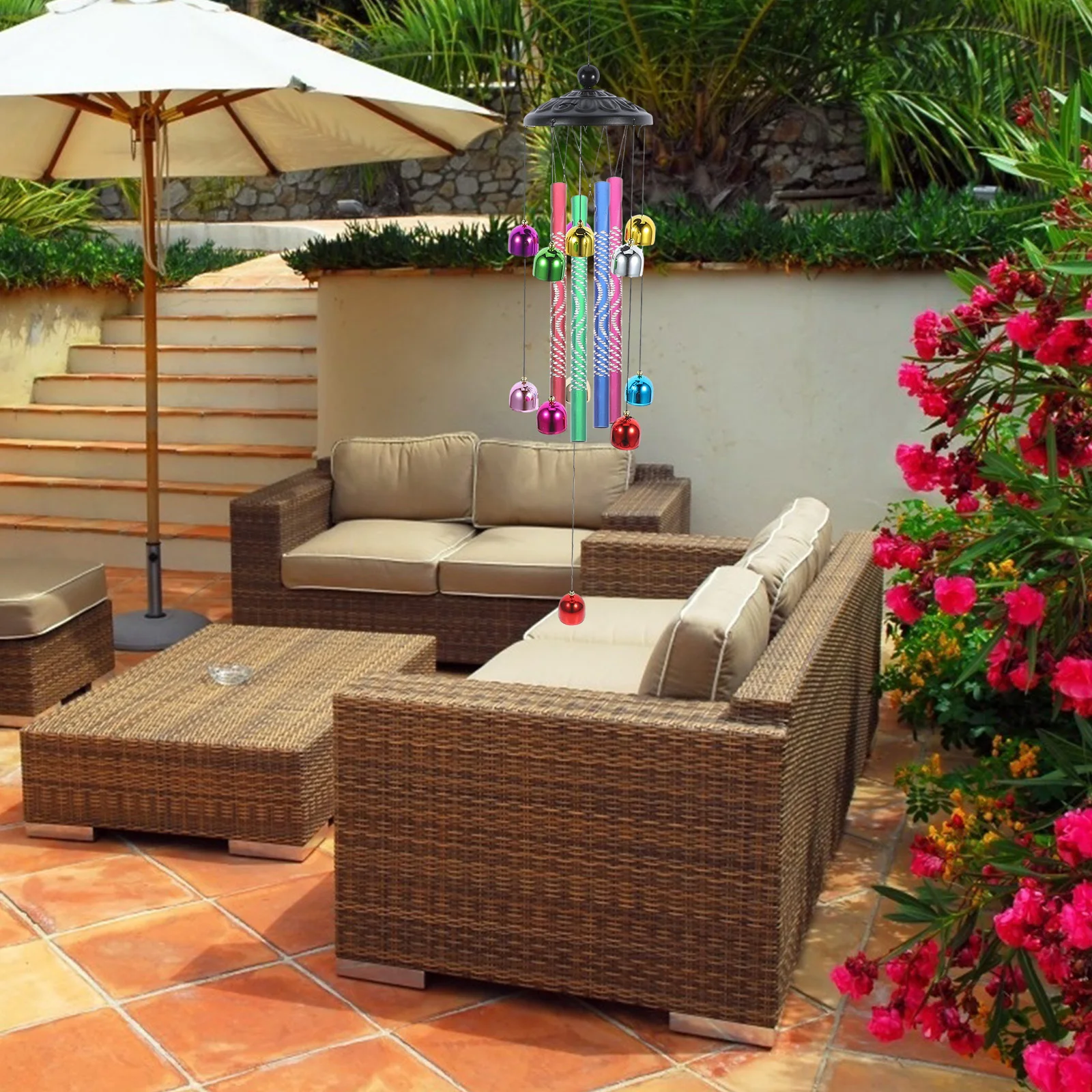 

24Pcs DIY Wind Chime Building Kit Hollow Metal Tubes 88-118Cm Wind Chime Repair Replacement Parts for Outdoor Musical Decor