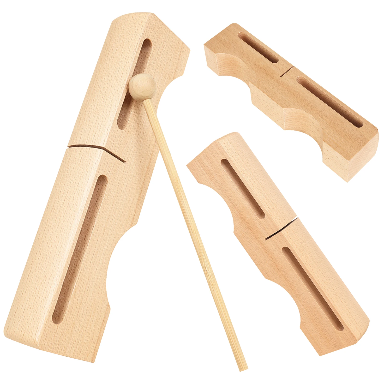 J215 Dual Tone Wood Block Solid Wood High‑Low Pitch Orff Percussion With Beater Music Teaching Instrument Accessories