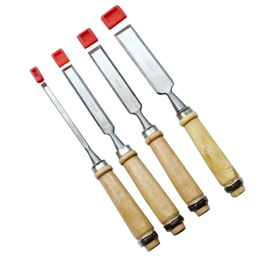 

4 pcs Woodworking Set Carving Tools Wooden Handle Ergonomic Design Wood Carving Chisel for Beginners Professionals
