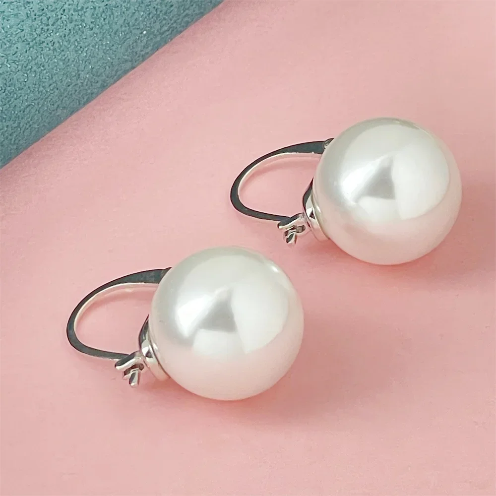 Andara Genuine 925 sterling silver earrings pearl geometric lines simple ladies evening birthday gift jewelry