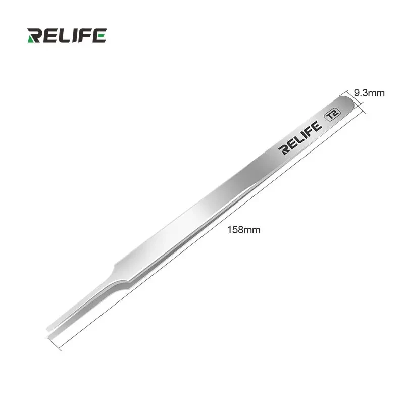 Прецизионные пинцеты с плоским кончиком RELIFE T2, немагнитные для ремонта телефонных и микросхем, инструмент для обслуживания ручной работы