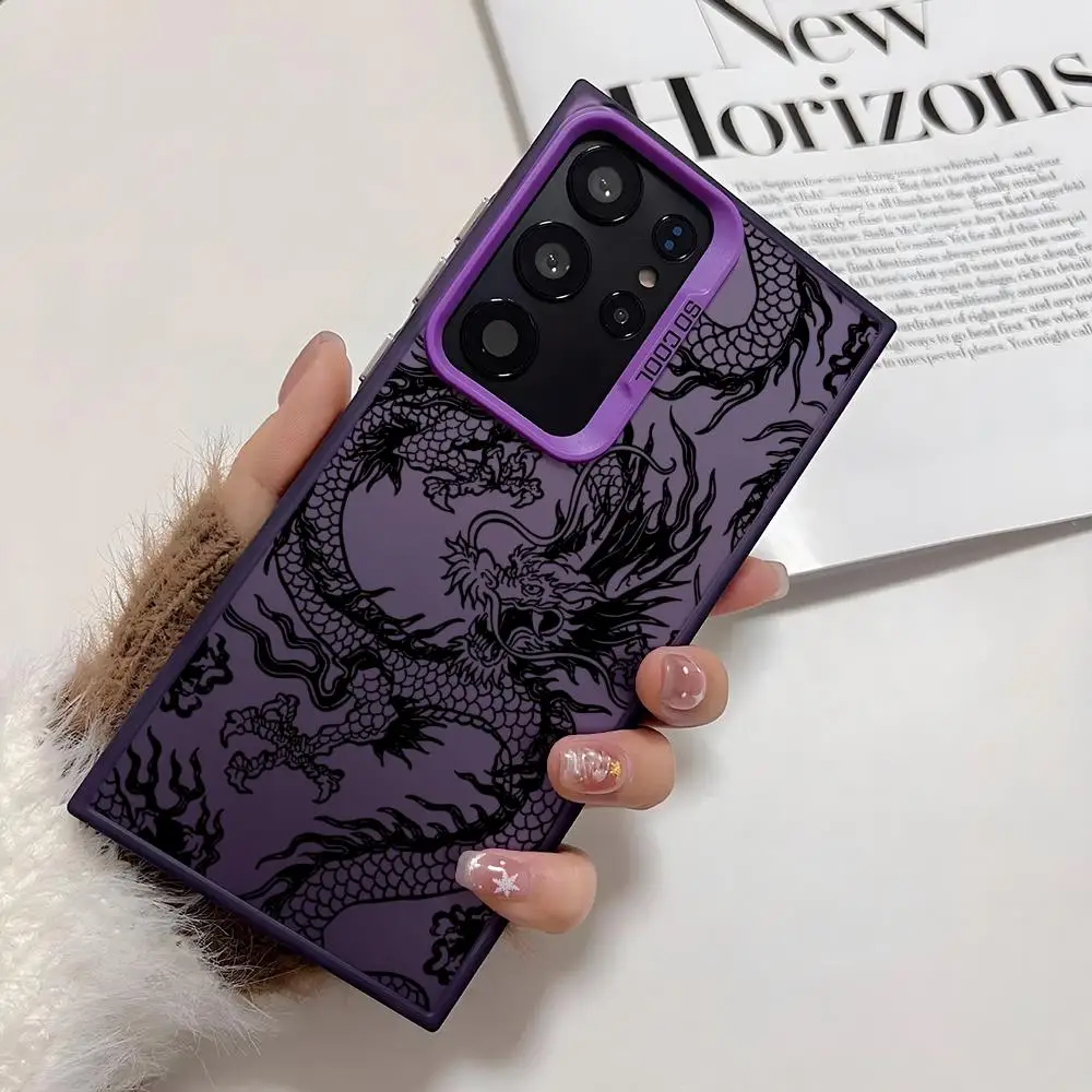 الاتجاه الموضة التنين الصيني قضية الهاتف لسامسونج غالاكسي S25 حافة S24 S23 S22 S21 S20 الترا فوندا سيليكون الفضة جراب هاتف #4