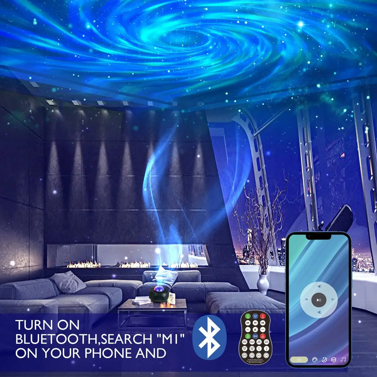 Galaxy Star Projector, starry night light, Birthday decoration gift, APP control, ambient light with sound system
