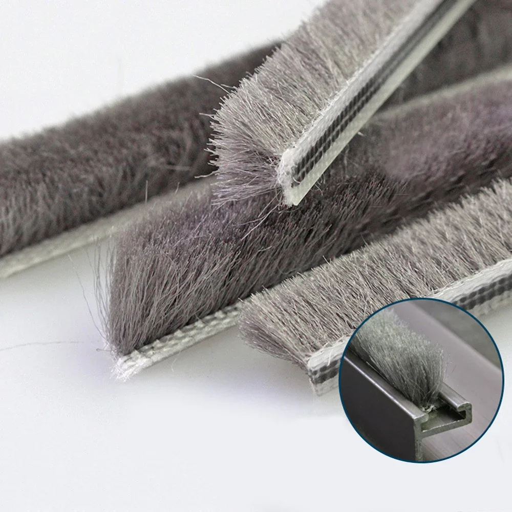 10M Draught Excluder Brush Cassette Fur Strip Aluminum Window Vertical Fur Acoustic And Dustproof Strip Seal Weatherstrip 5*6mm